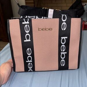 Bebe Pink and Black Women's Canvas Bag